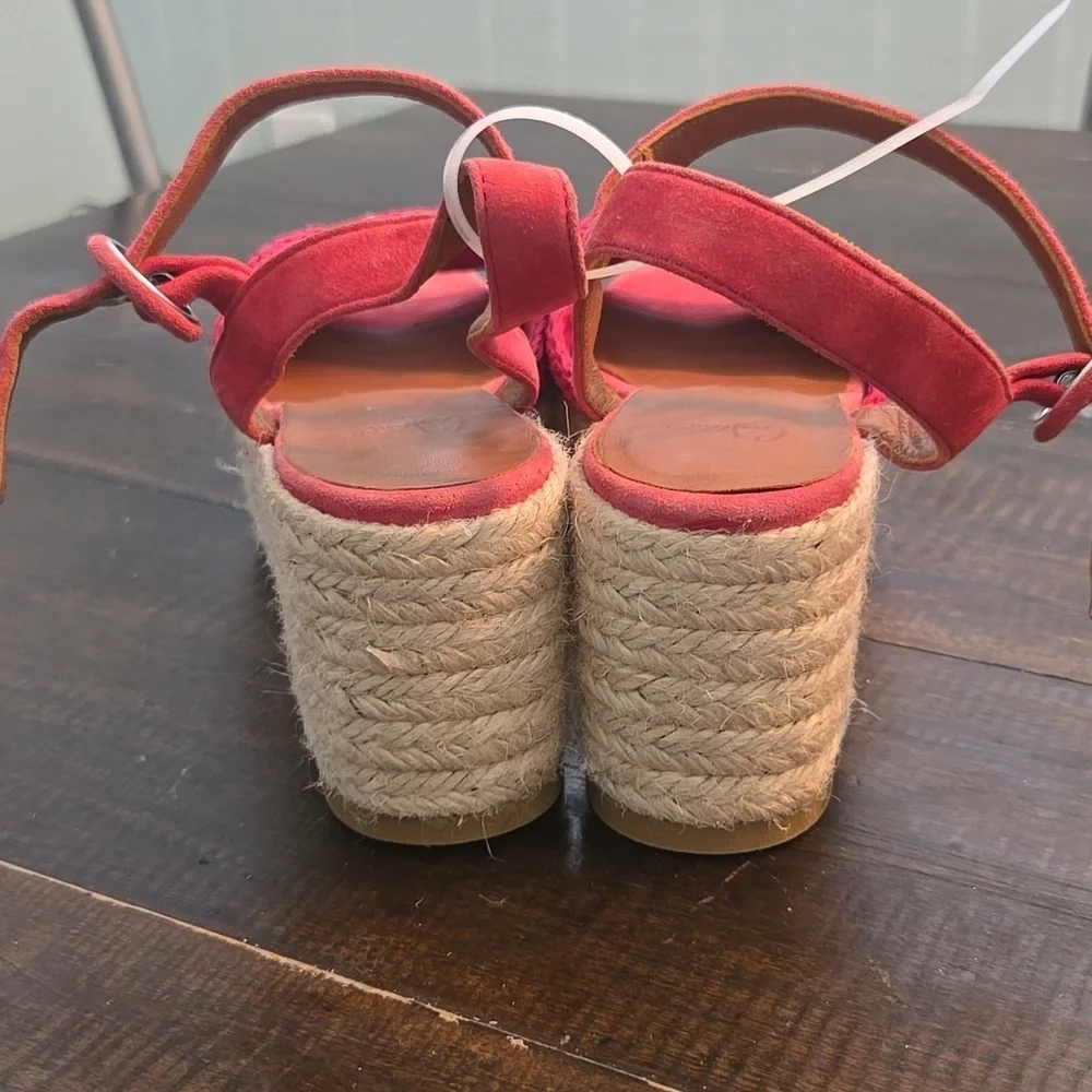 Castaner Queta Crochet Wedge Espadrilles Pink Multi NWT